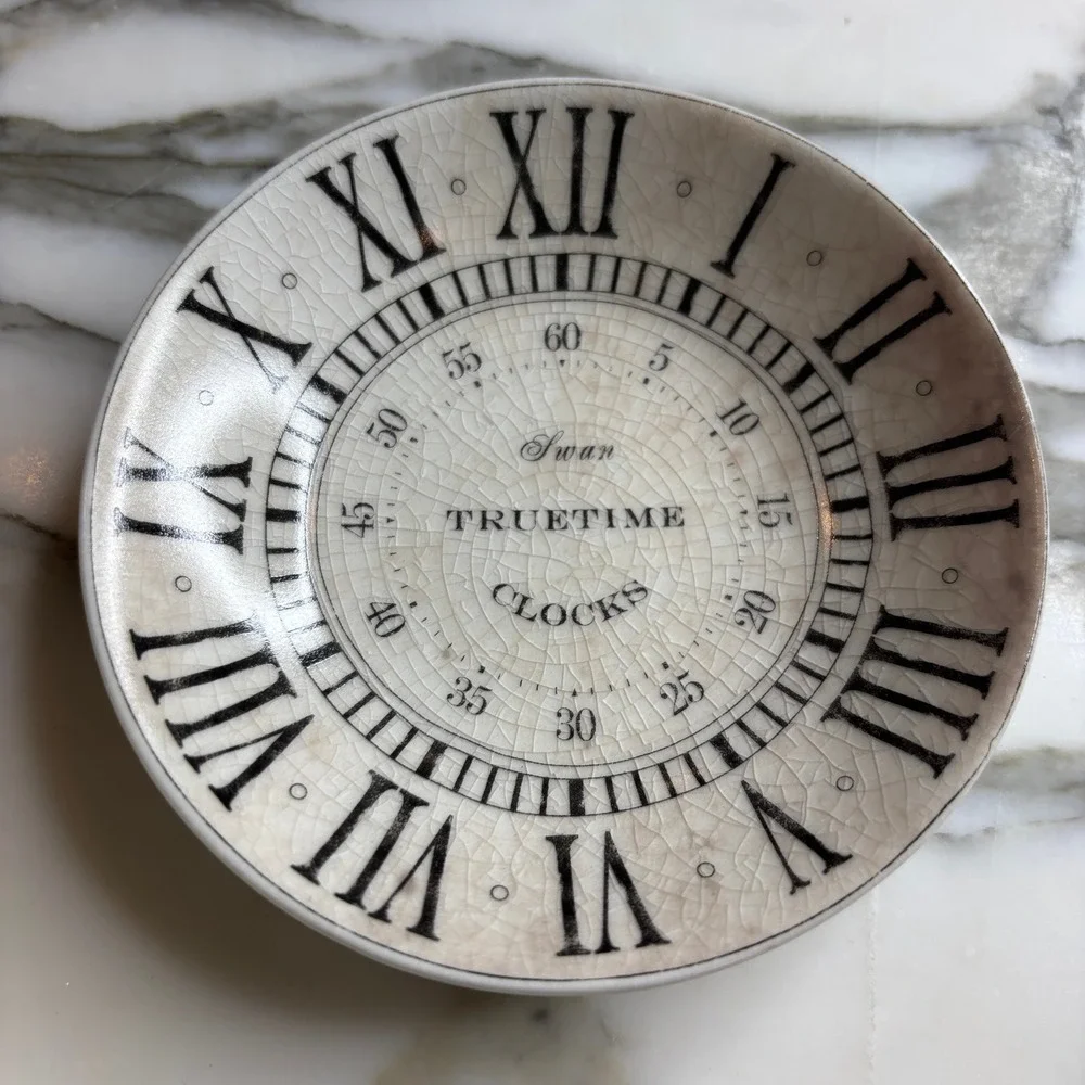 Pottery Barn Tabletop Vintage Style Clock Face Dipping Bowls Cream Black 4 Set